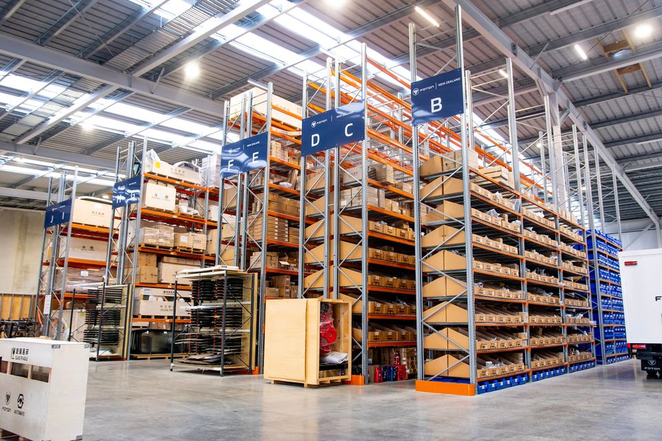 Inside Foton New Zealand's Hamilton headquarters and parts centre.