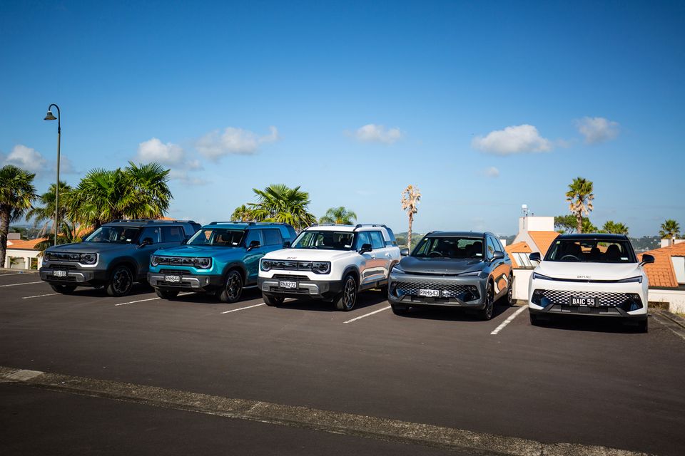 The BAIC X55 [far right and second from far right], pictured with the more rugged BAIC B30.