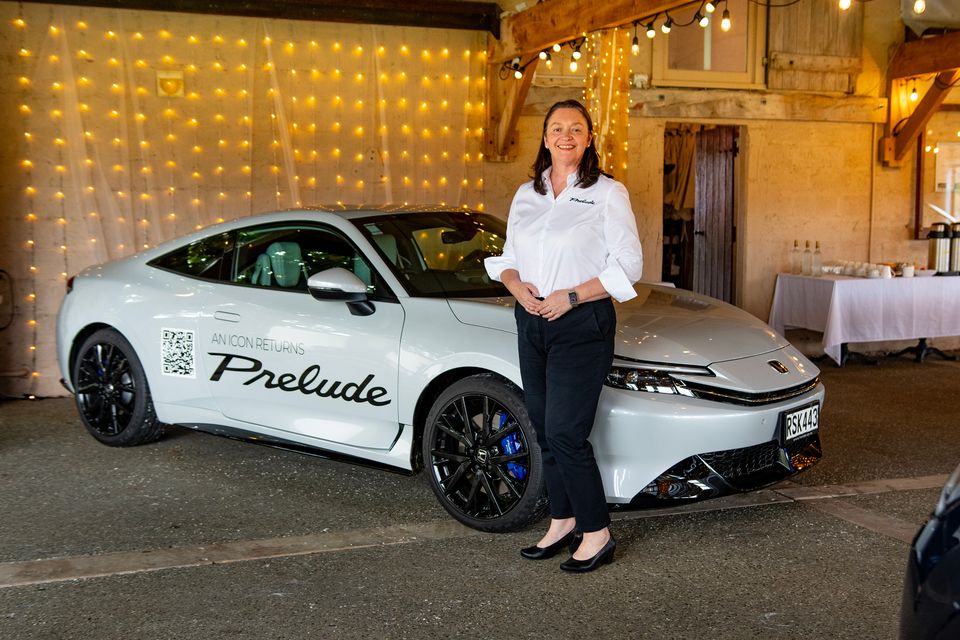 Honda New Zealand CEO Carolyn McMahon, with the sixth-generation Honda Prelude.