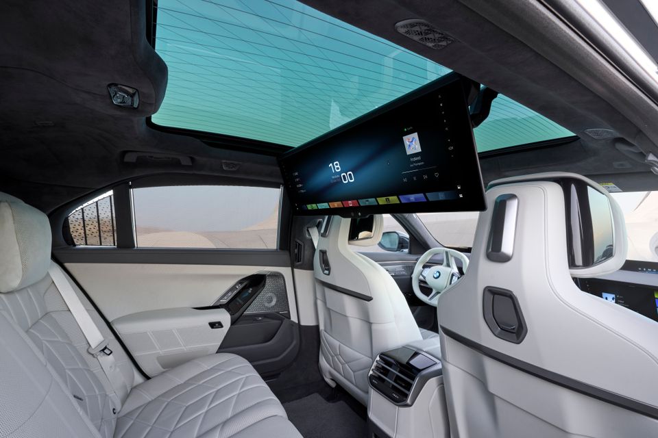 Not previously offered in New Zealand, the i7 now comes with BMW's huge rear 'Theatre Screen'.